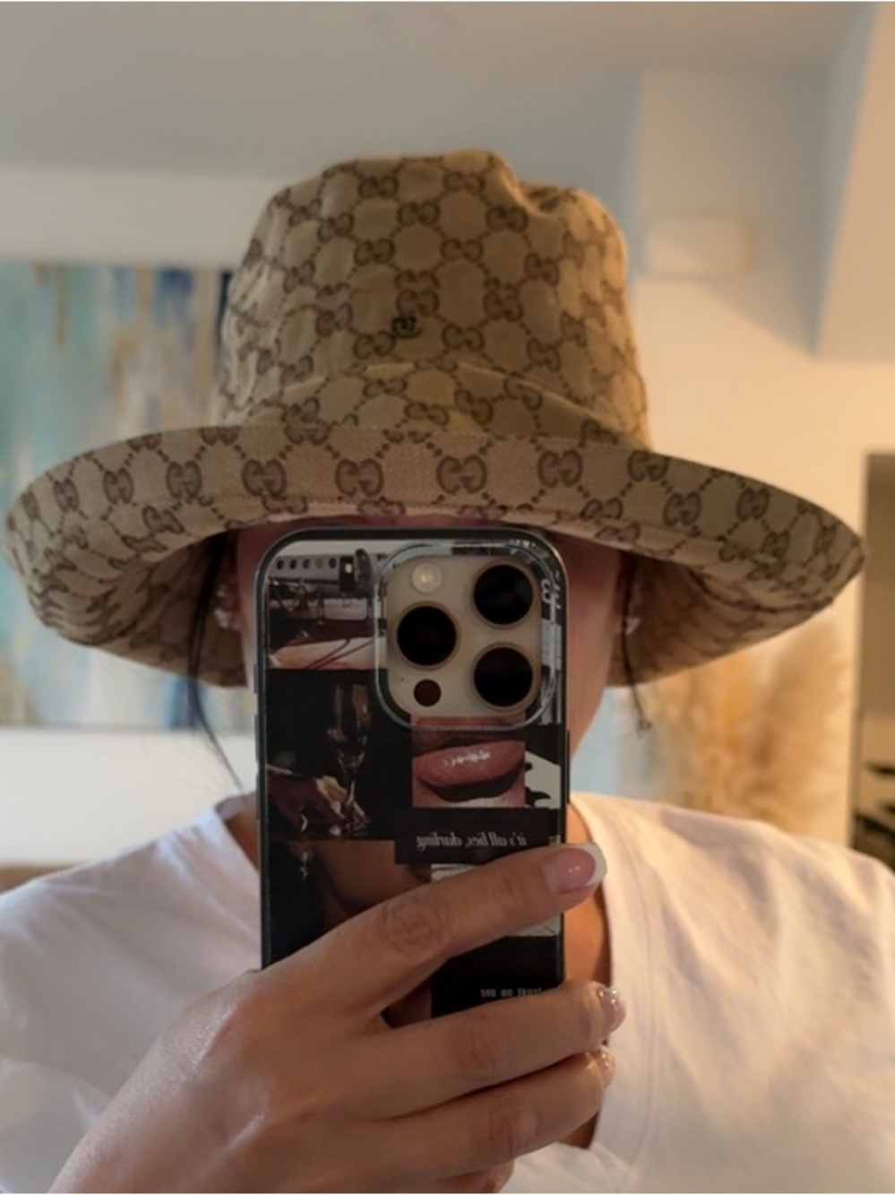 Gucci Brown GG Monogram Wide-Brim Bucket Hat - Picture 6 of 16